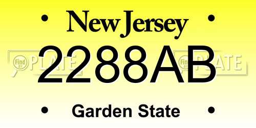 2288AB New Jersey License Plate
