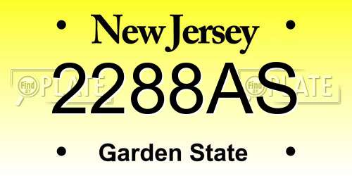 2288AS New Jersey License Plate