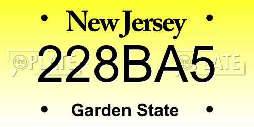 228BA5 New Jersey License Plate