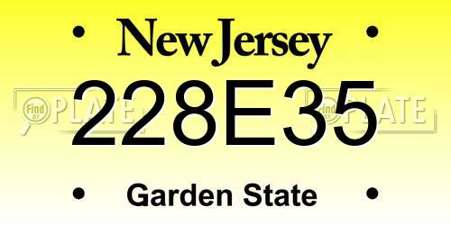 228E35 New Jersey License Plate