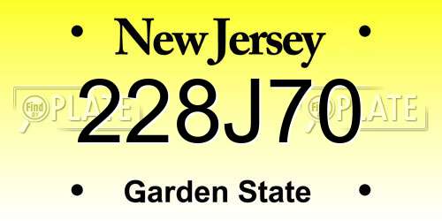 228J70 New Jersey License Plate