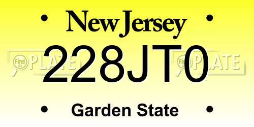 228JT0 New Jersey License Plate