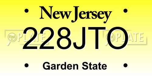 228JTO New Jersey License Plate