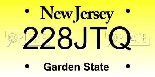 228JTQ New Jersey License Plate