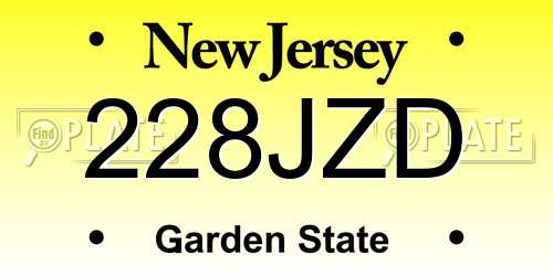 228JZD New Jersey License Plate