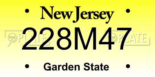 228M47 New Jersey License Plate