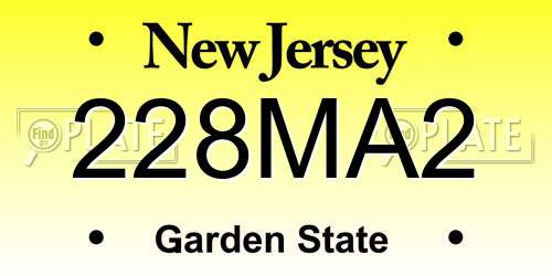 228MA2 New Jersey License Plate