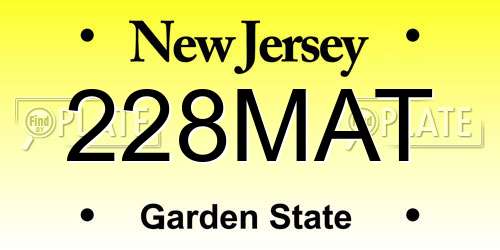 228MAT New Jersey License Plate