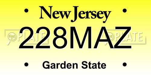 228MAZ New Jersey License Plate