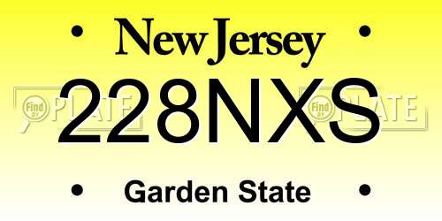 228NXS New Jersey License Plate
