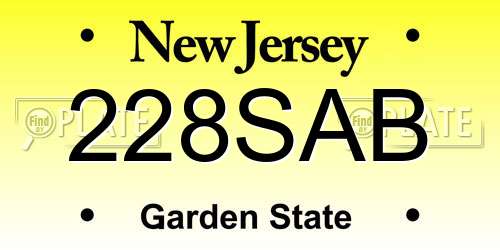 228SAB New Jersey License Plate