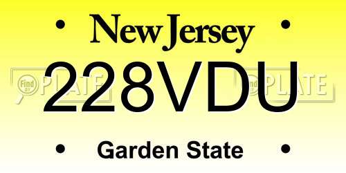 228VDU New Jersey License Plate
