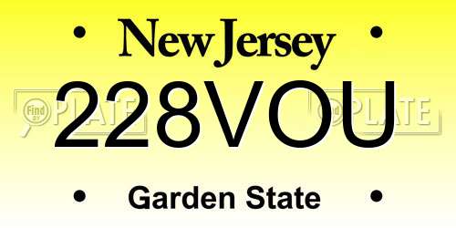 228VOU New Jersey License Plate