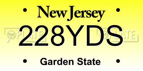 228YDS New Jersey License Plate