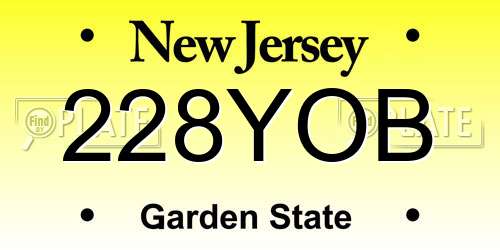 228YOB New Jersey License Plate