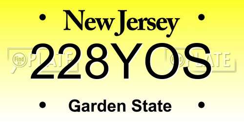 228YOS New Jersey License Plate