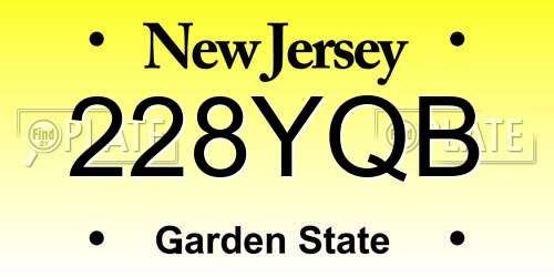 228YQB New Jersey License Plate