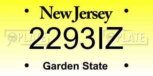 2293IZ New Jersey License Plate