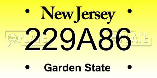 229A86 New Jersey License Plate