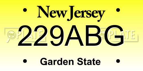 229ABG New Jersey License Plate