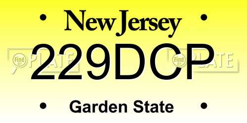 229DCP New Jersey License Plate