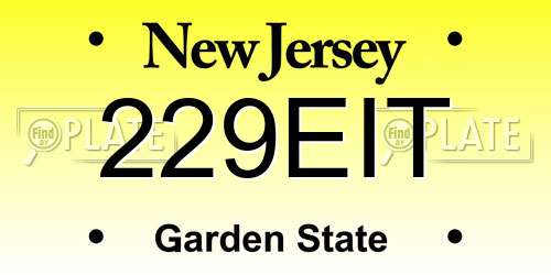 229EIT New Jersey License Plate