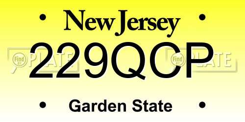 229QCP New Jersey License Plate