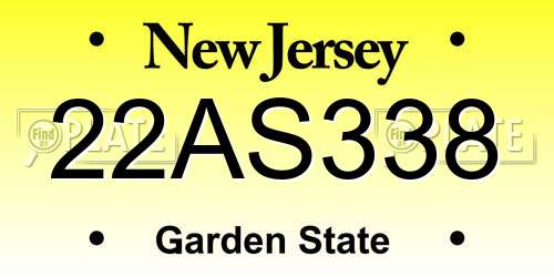 22AS338 New Jersey License Plate