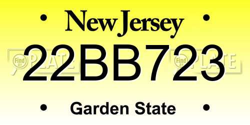 22BB723 New Jersey License Plate