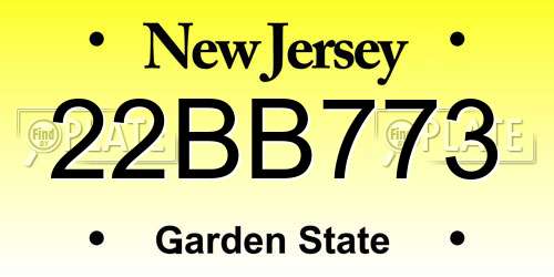22BB773 New Jersey License Plate