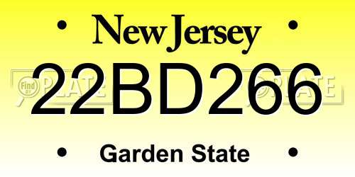 22BD266 New Jersey License Plate