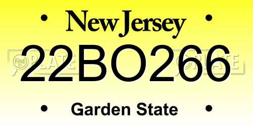 22BO266 New Jersey License Plate