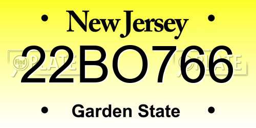 22BO766 New Jersey License Plate