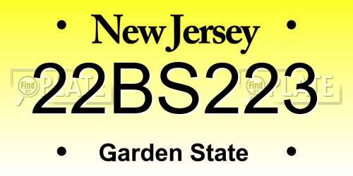 22BS223 New Jersey License Plate