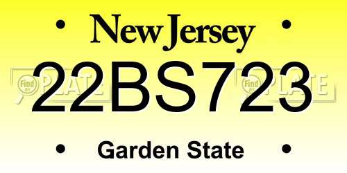 22BS723 New Jersey License Plate