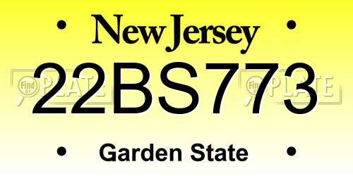22BS773 New Jersey License Plate
