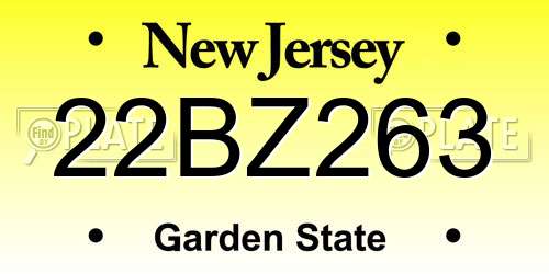 22BZ263 New Jersey License Plate
