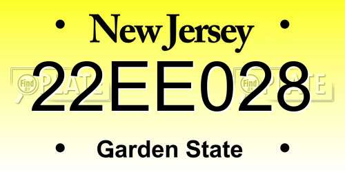 22EE028 New Jersey License Plate