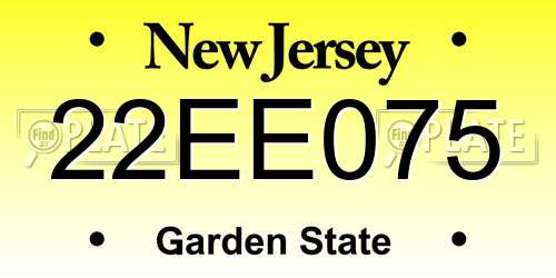22EE075 New Jersey License Plate