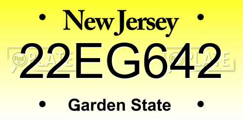 22EG642 New Jersey License Plate