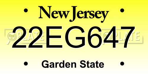 22EG647 New Jersey License Plate