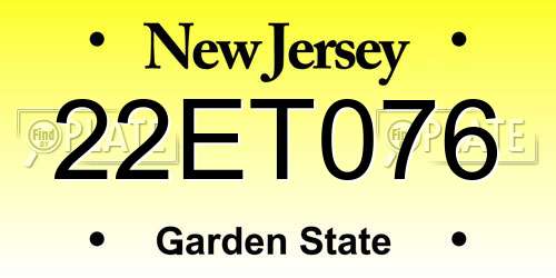 22ET076 New Jersey License Plate