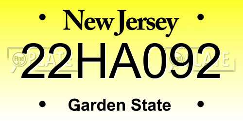 22HA092 New Jersey License Plate