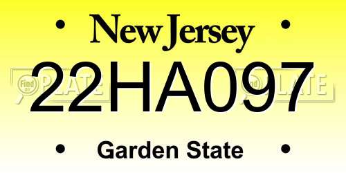 22HA097 New Jersey License Plate