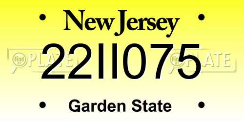 22II075 New Jersey License Plate