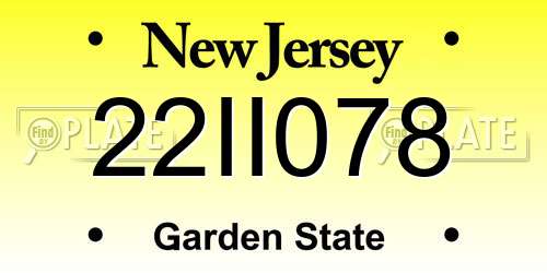 22II078 New Jersey License Plate