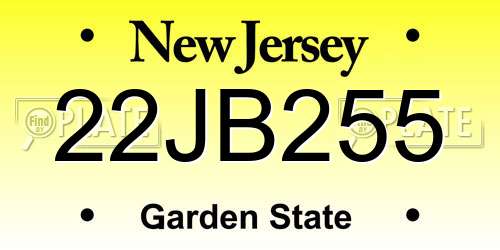 22JB255 New Jersey License Plate
