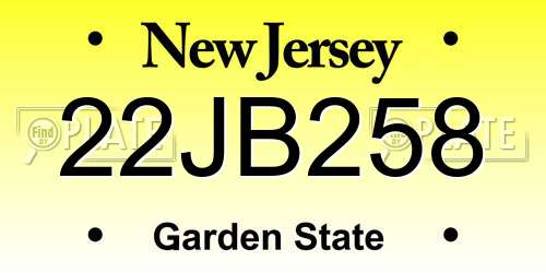 22JB258 New Jersey License Plate
