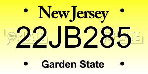 22JB285 New Jersey License Plate