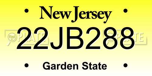 22JB288 New Jersey License Plate